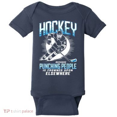 Hockey Because Punching People Ice Hockey Elsewhere Gift Baby Bodysuit