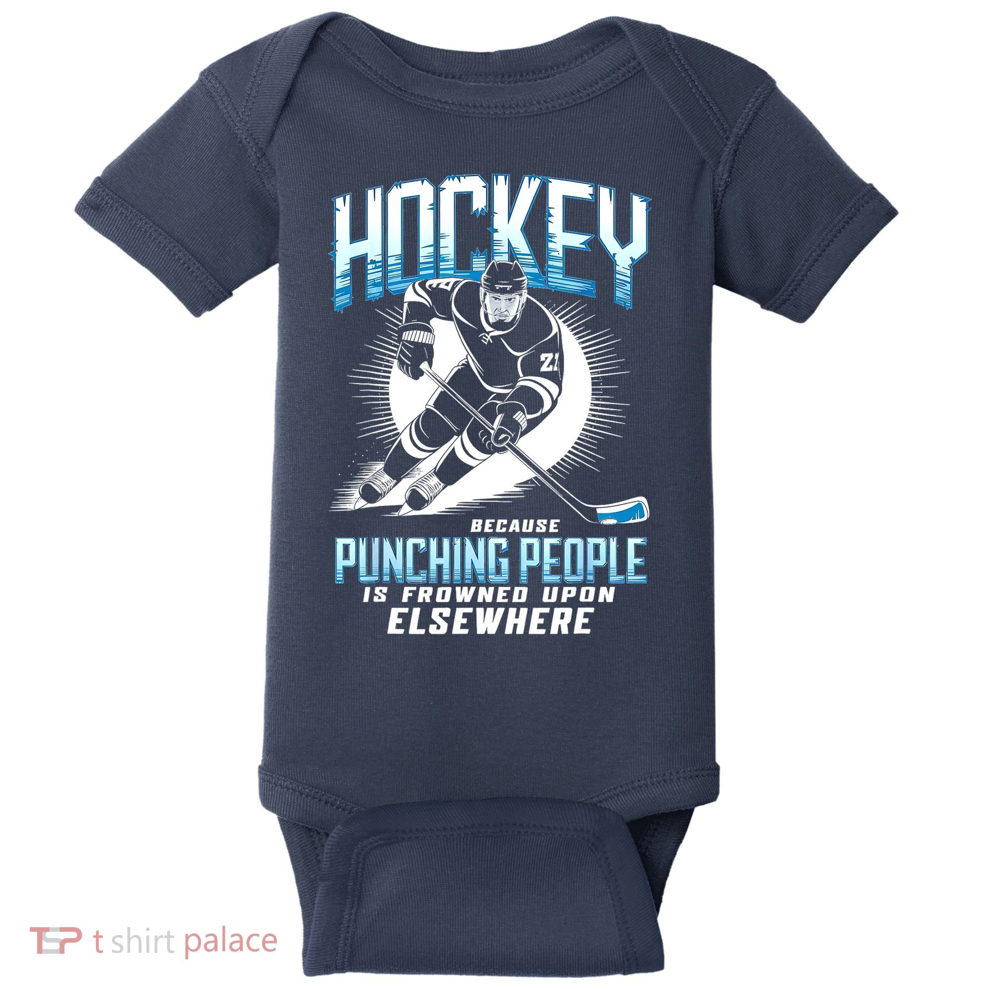 Hockey Because Punching People Ice Hockey Elsewhere Gift Baby Bodysuit