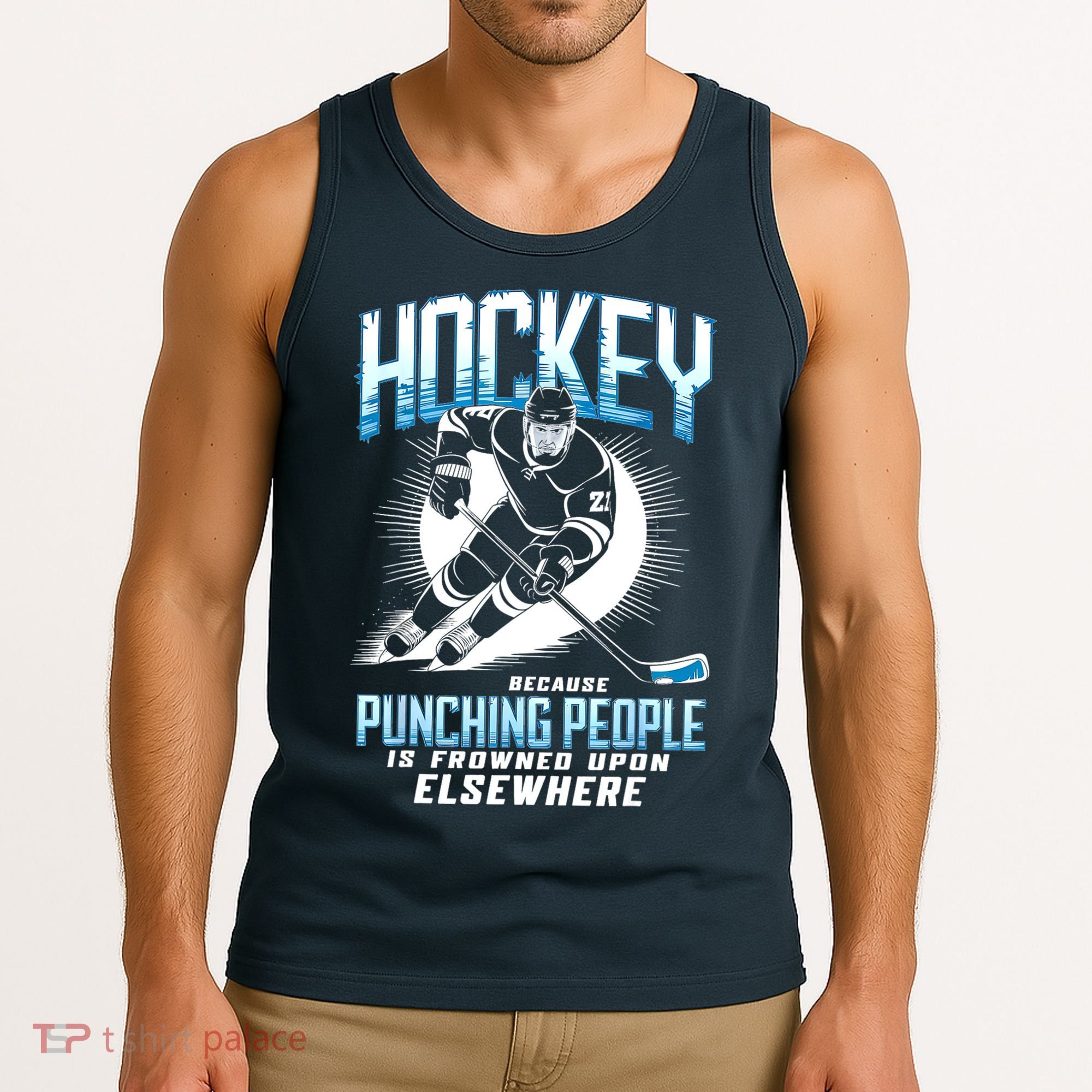 Hockey Because Punching People Ice Hockey Elsewhere Gift Tank Top