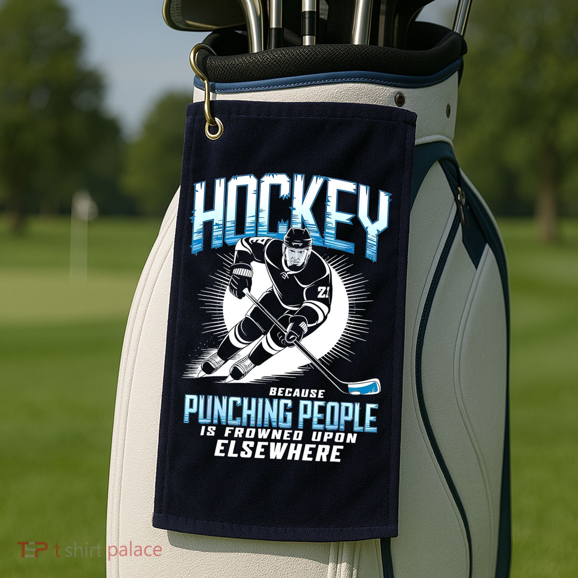 Hockey Because Punching People Ice Hockey Elsewhere Gift Golf Towel