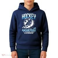 Hockey Because Punching People Ice Hockey Elsewhere Gift Kids Hoodie thumb 4