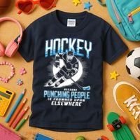Hockey Because Punching People Ice Hockey Elsewhere Gift Kids T-Shirt thumb 3