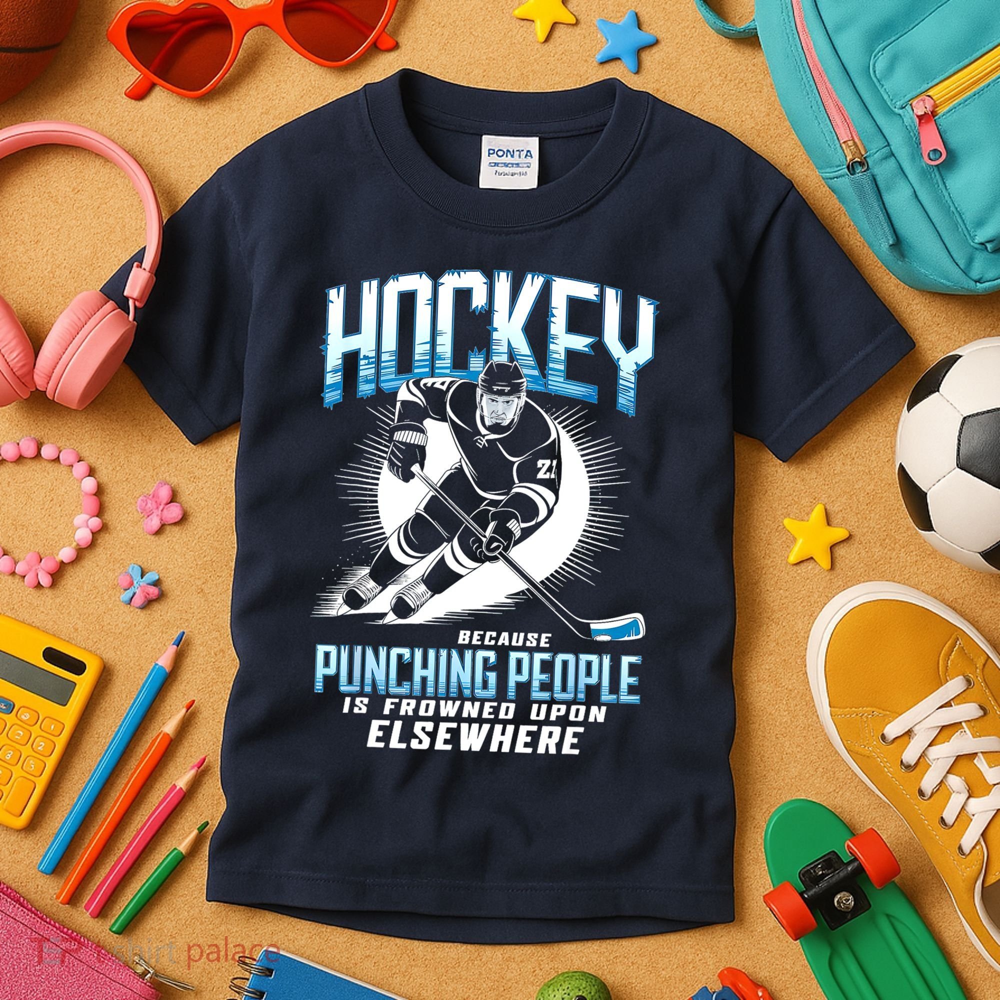 Hockey Because Punching People Ice Hockey Elsewhere Gift Kids T-Shirt