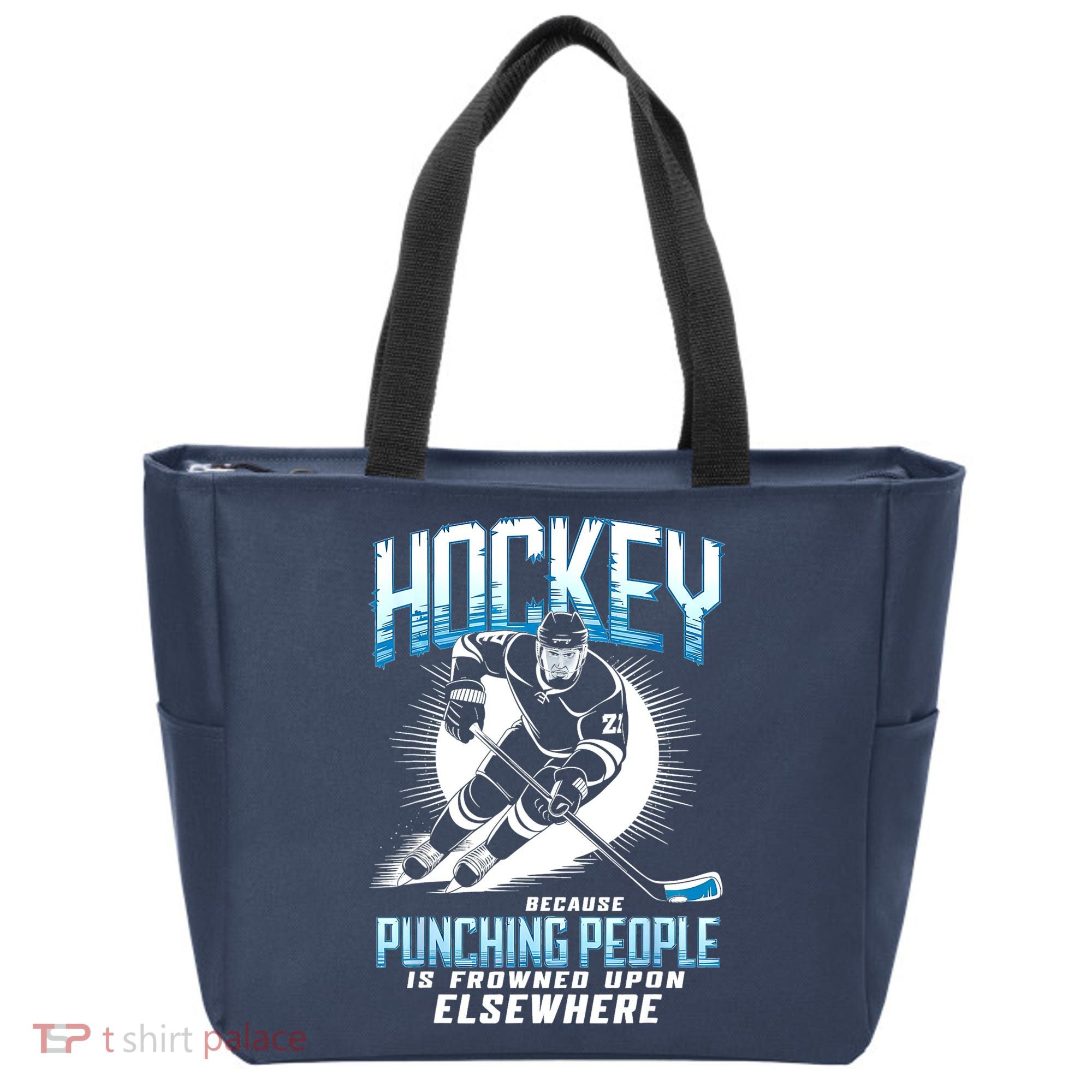 Hockey Because Punching People Ice Hockey Elsewhere Gift Tote Bag