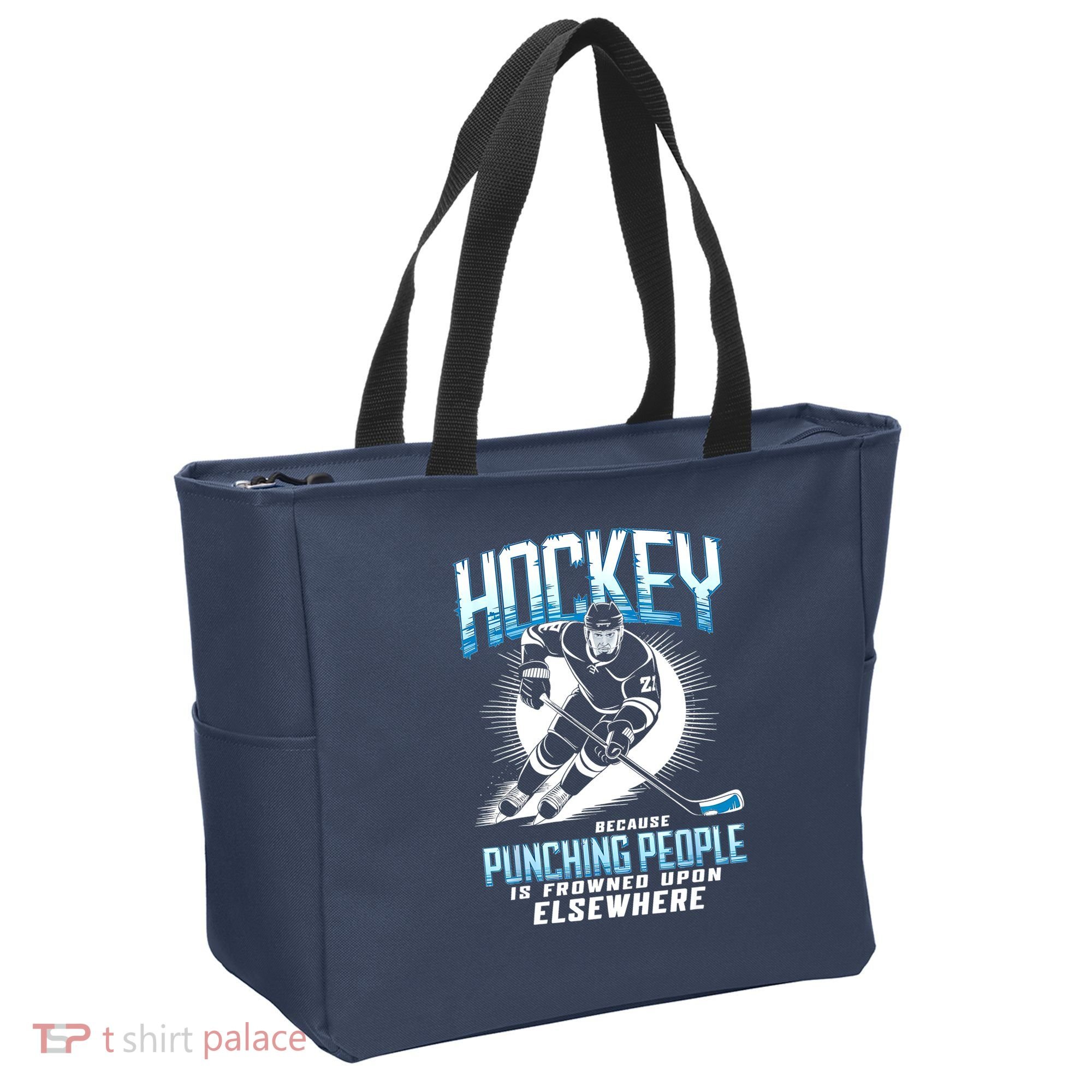 Hockey Because Punching People Ice Hockey Elsewhere Gift Tote Bag