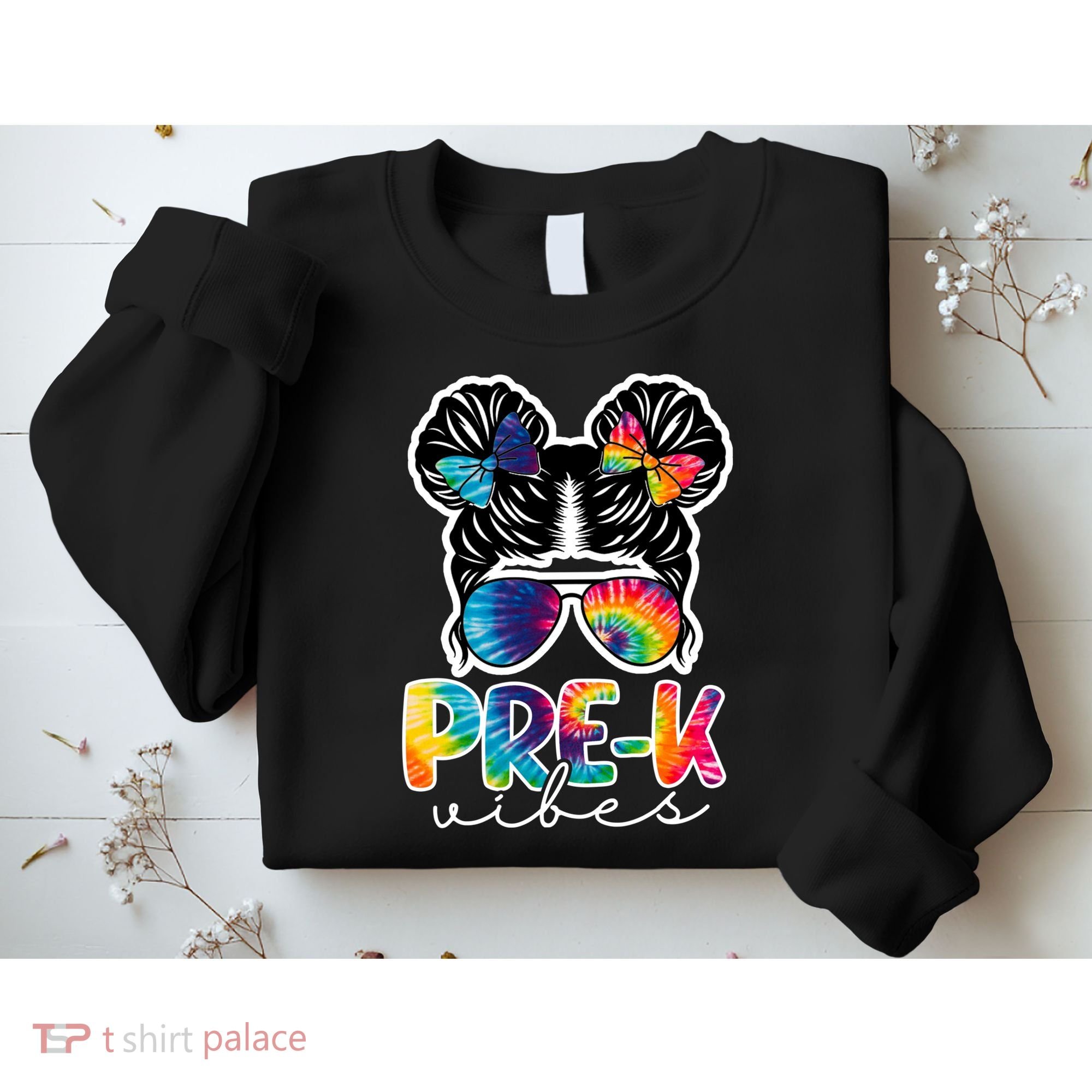Hair Bun Pre K Vibes Back To School Sweatshirt