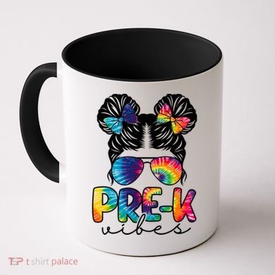 Hair Bun Pre K Vibes Back To School Coffee Mug