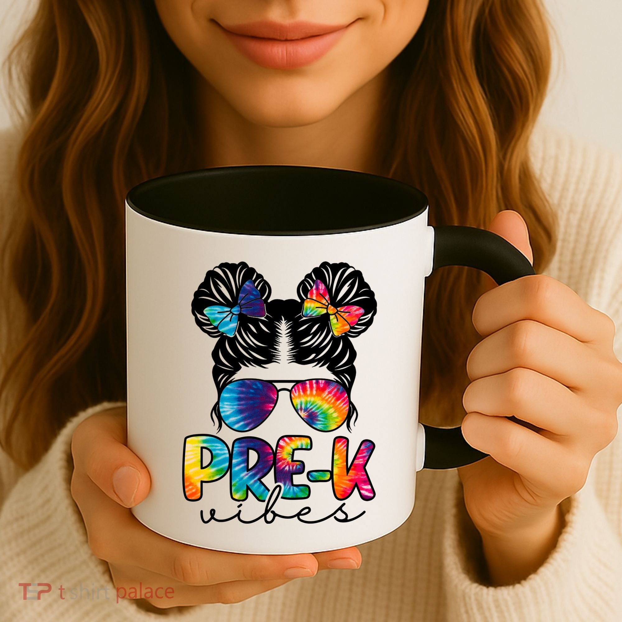 Hair Bun Pre K Vibes Back To School Coffee Mug