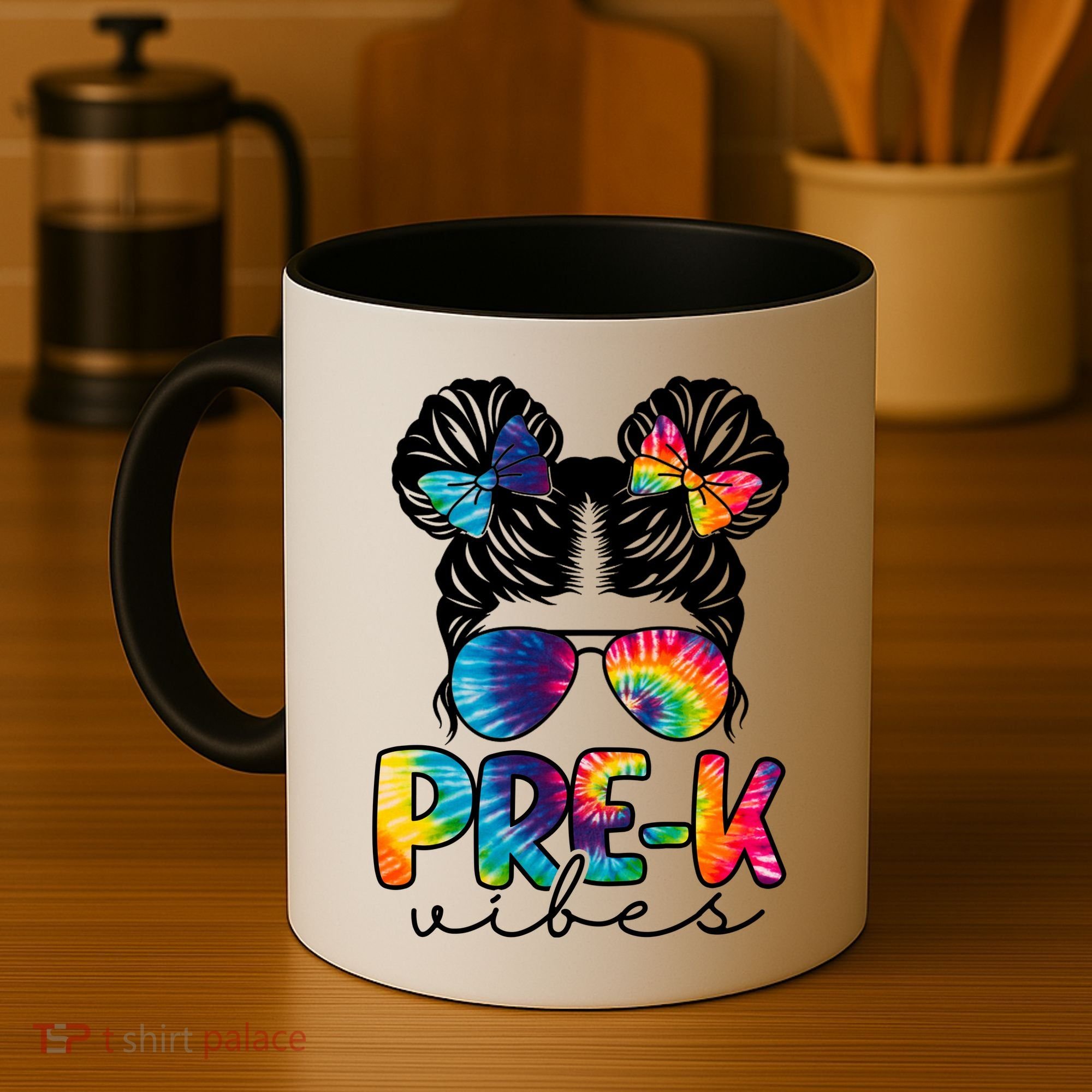 Hair Bun Pre K Vibes Back To School Coffee Mug