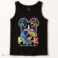 Hair Bun Pre K Vibes Back To School Tank Top thumb 2