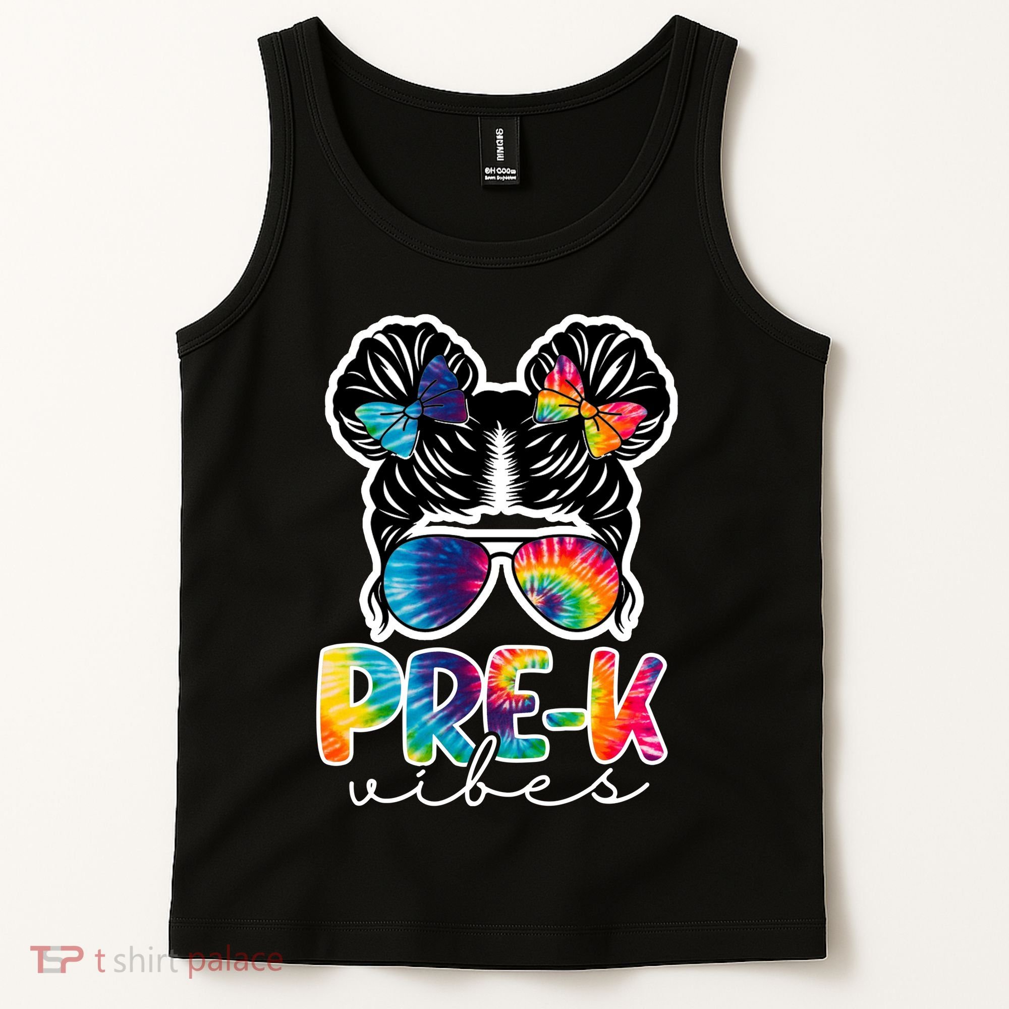 Hair Bun Pre K Vibes Back To School Tank Top