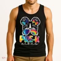 Hair Bun Pre K Vibes Back To School Tank Top thumb 3