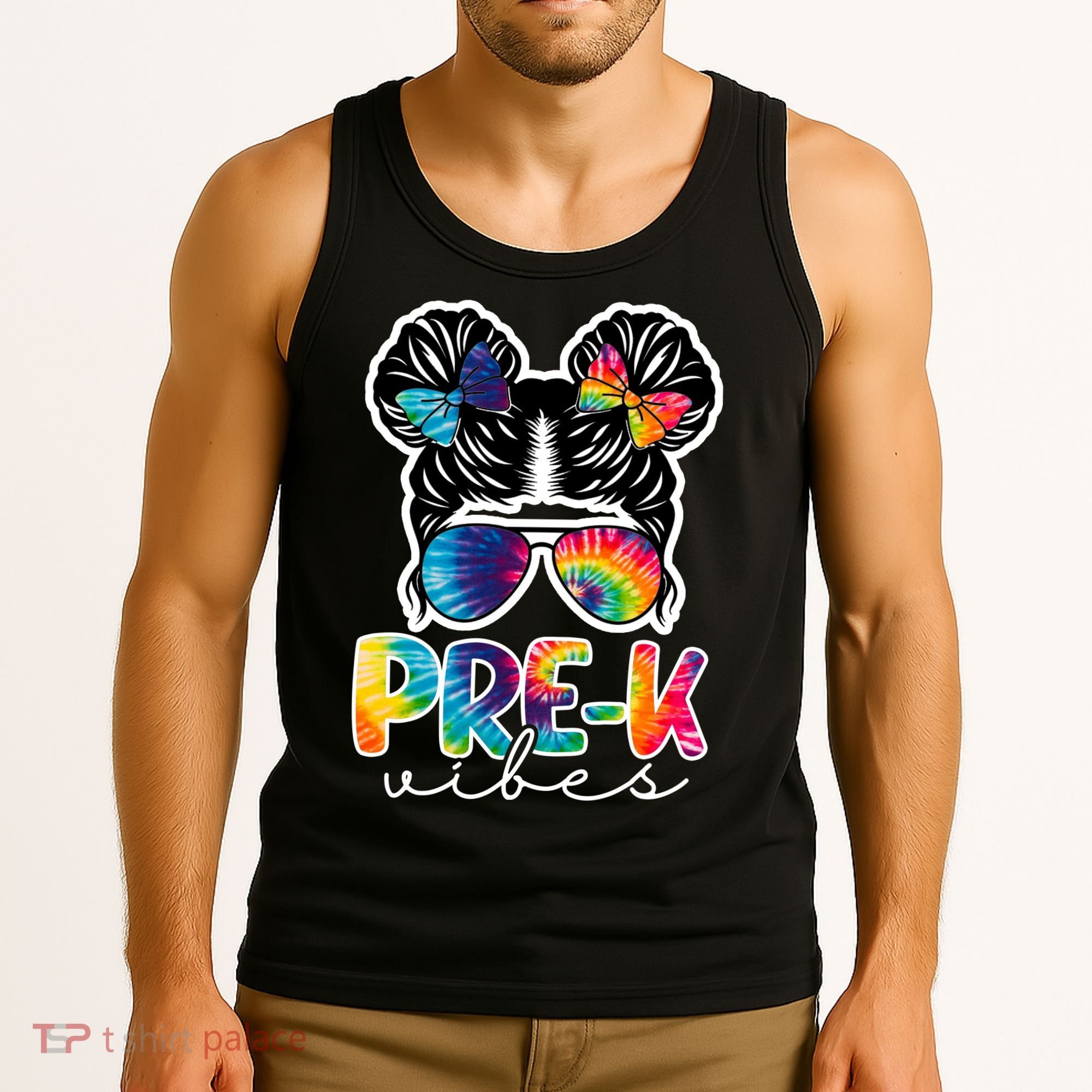 Hair Bun Pre K Vibes Back To School Tank Top