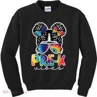 Hair Bun Pre K Vibes Back To School Kids Sweatshirt thumb 0