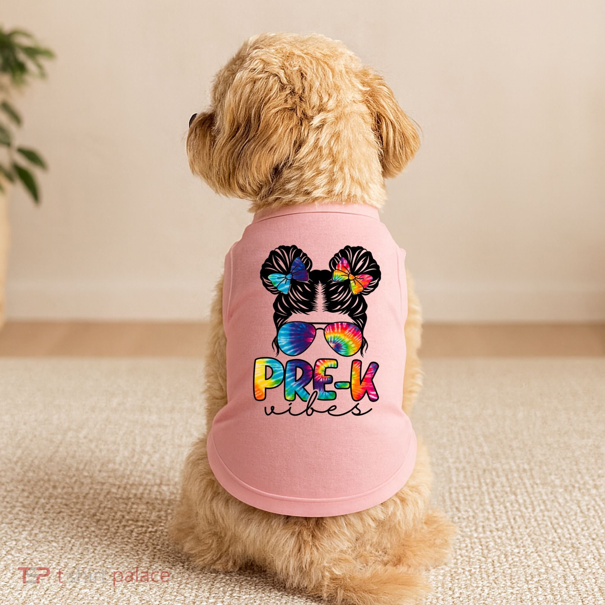 Hair Bun Pre K Vibes Back To School Doggie Tank