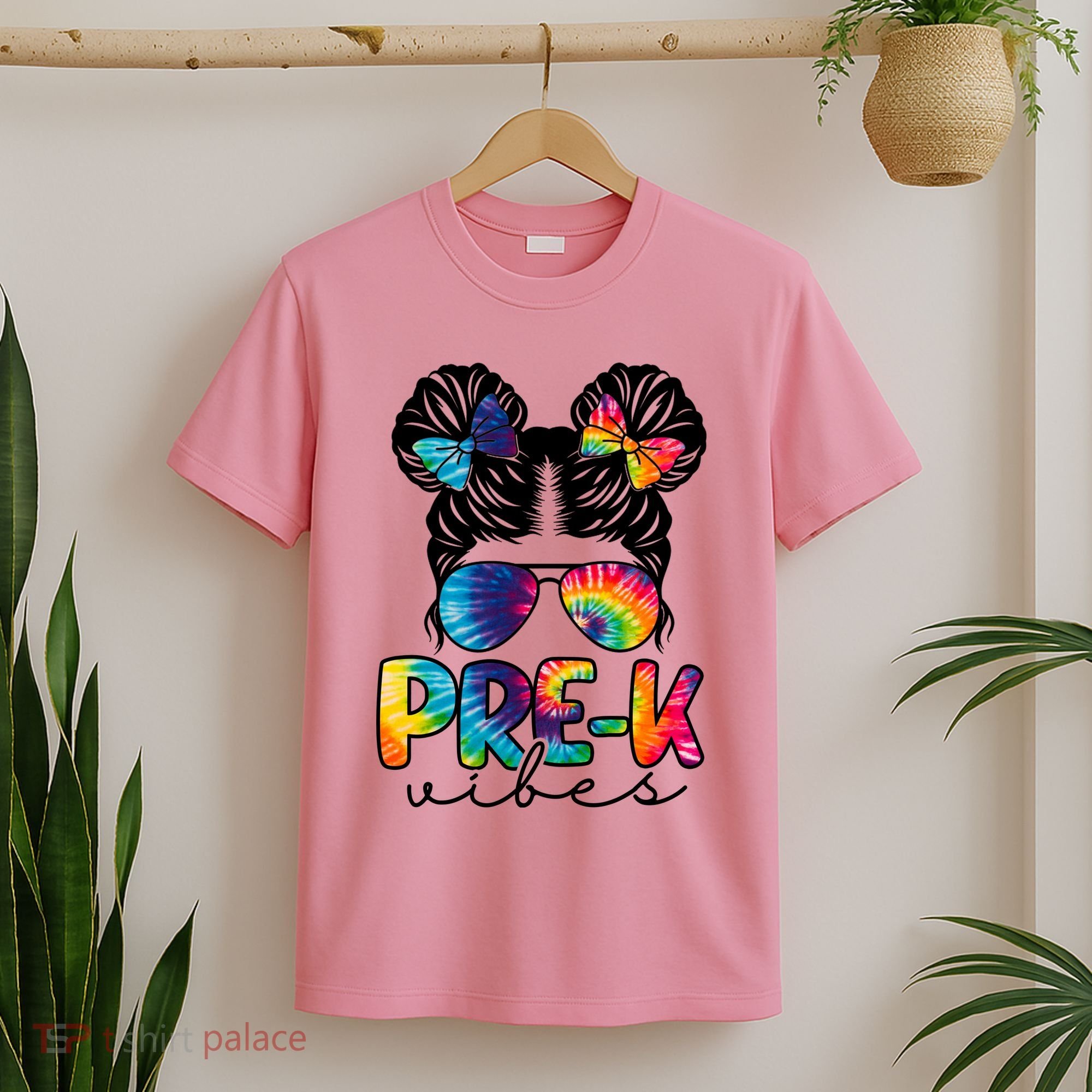 Hair Bun Pre K Vibes Back To School T-Shirt
