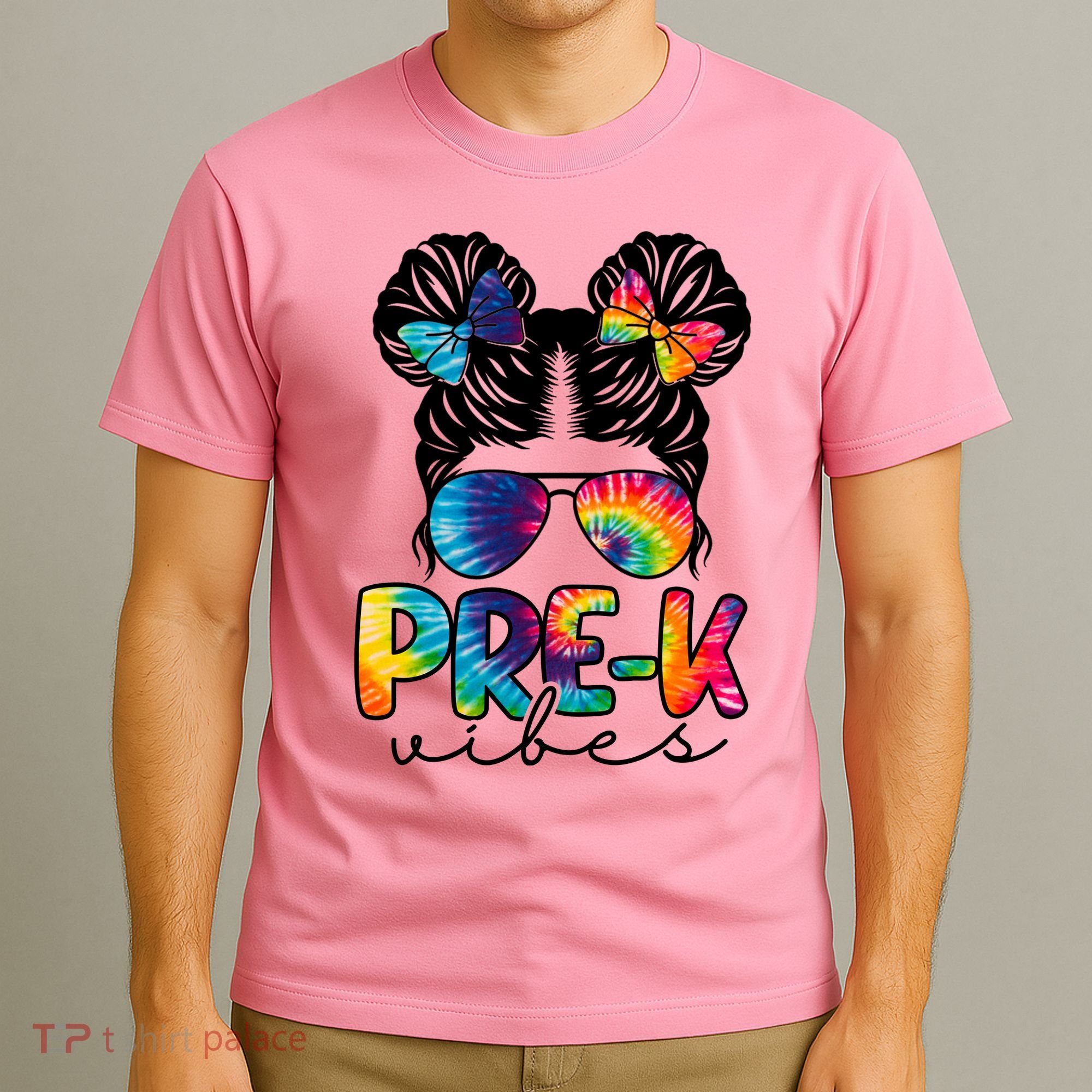 Hair Bun Pre K Vibes Back To School T-Shirt