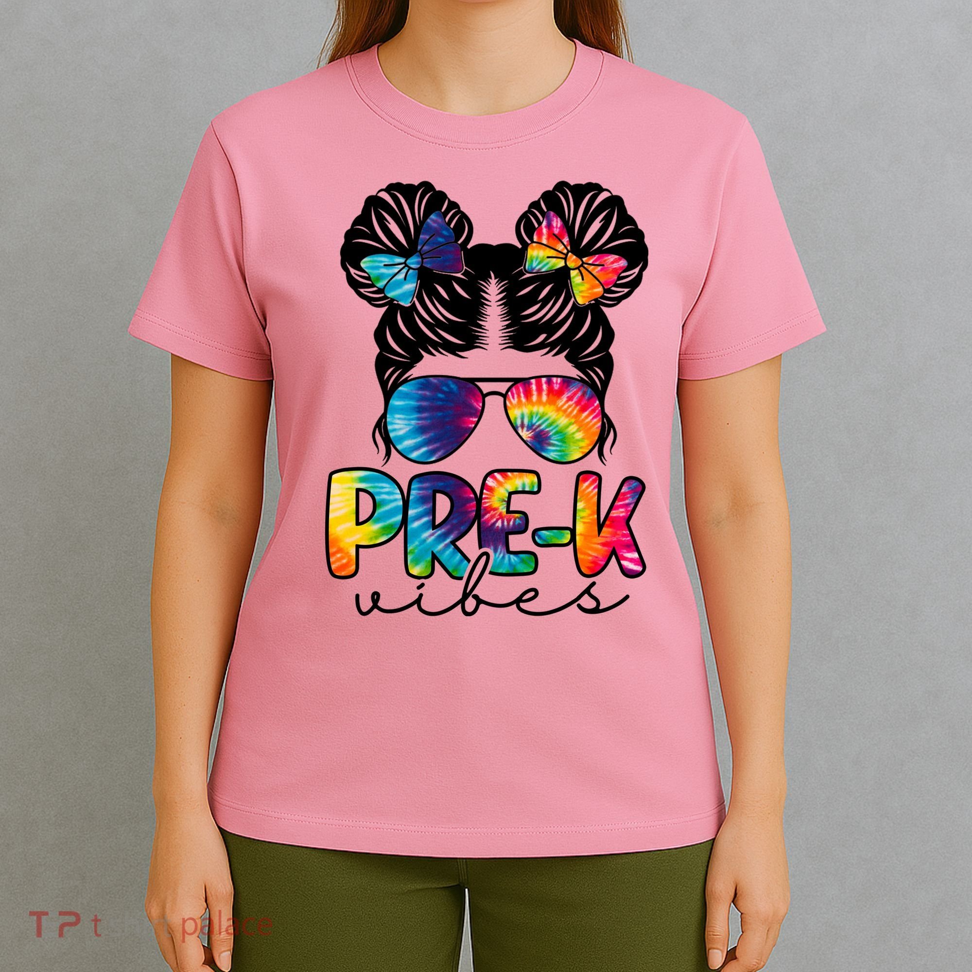Hair Bun Pre K Vibes Back To School T-Shirt