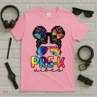 Hair Bun Pre K Vibes Back To School T-Shirt thumb 5
