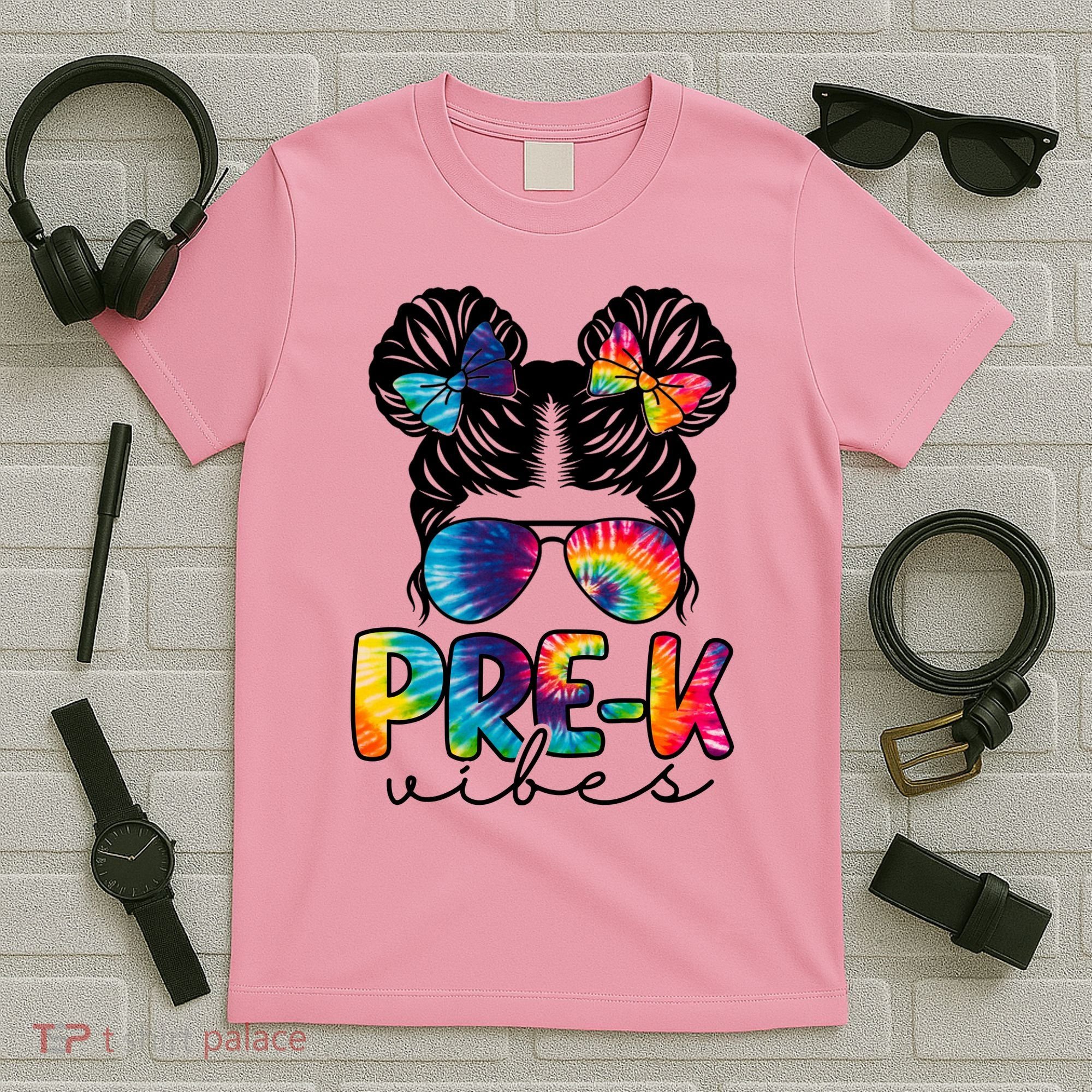 Hair Bun Pre K Vibes Back To School T-Shirt