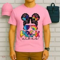 Hair Bun Pre K Vibes Back To School T-Shirt thumb 6