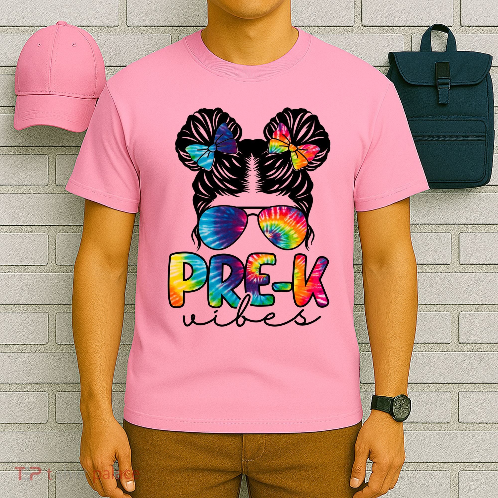 Hair Bun Pre K Vibes Back To School T-Shirt