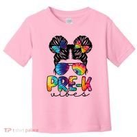 Hair Bun Pre K Vibes Back To School Toddler T-Shirt thumb 0