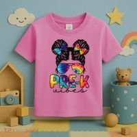 Hair Bun Pre K Vibes Back To School Toddler T-Shirt thumb 3