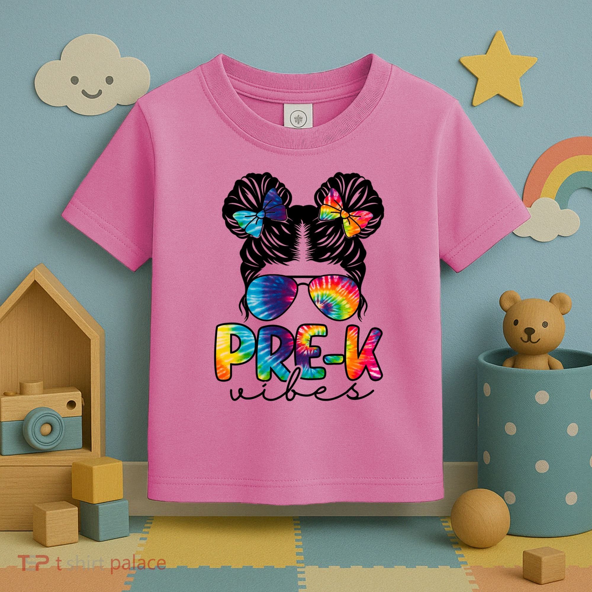 Hair Bun Pre K Vibes Back To School Toddler T-Shirt