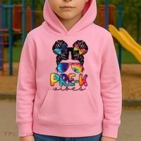 Hair Bun Pre K Vibes Back To School Kids Hoodie thumb 2