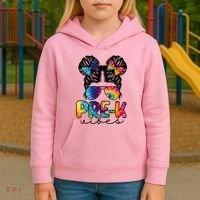 Hair Bun Pre K Vibes Back To School Kids Hoodie thumb 3