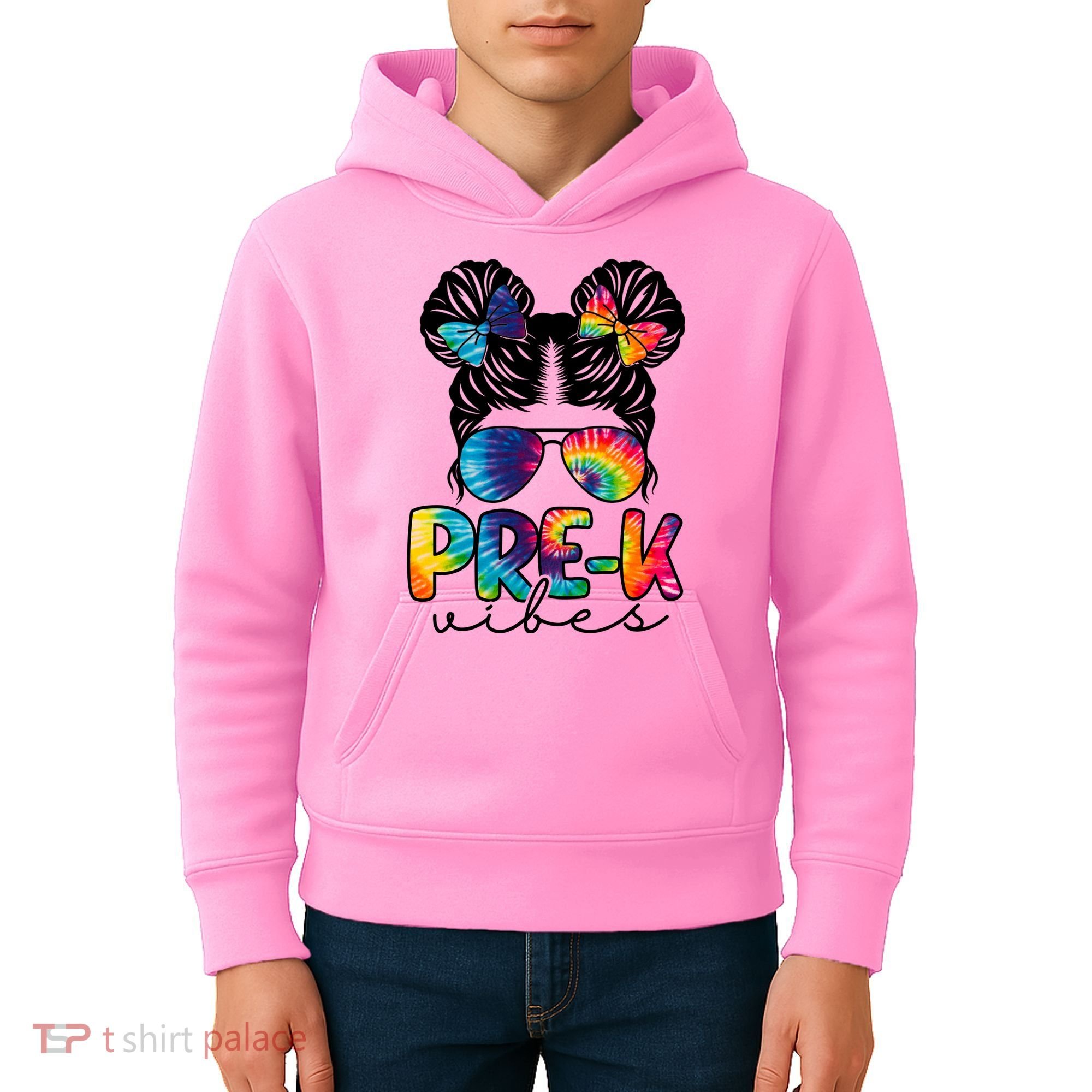 Hair Bun Pre K Vibes Back To School Kids Hoodie