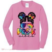 Hair Bun Pre K Vibes Back To School Kids Long Sleeve Shirt thumb 0