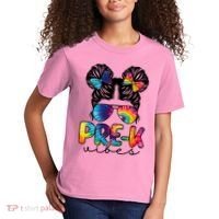 Hair Bun Pre K Vibes Back To School Kids T-Shirt thumb 2