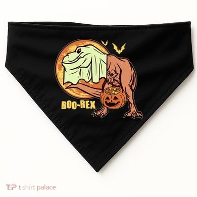 Halloween Boo Rex Trex Dinosaur Ghost USA-Made Doggie Bandana