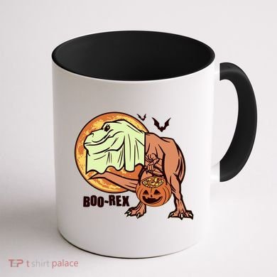 Halloween Boo Rex Trex Dinosaur Ghost Coffee Mug back