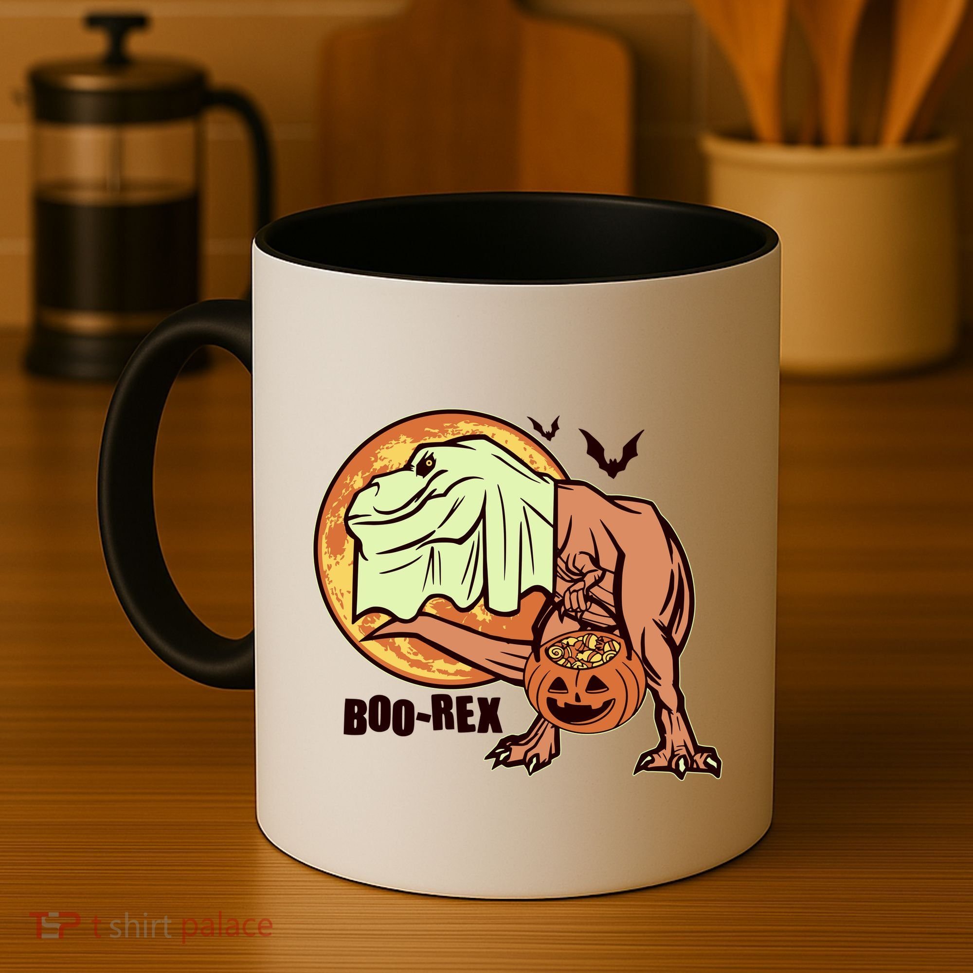 Halloween Boo Rex Trex Dinosaur Ghost Coffee Mug