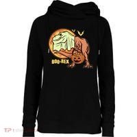 Halloween Boo Rex Trex Dinosaur Ghost Womens Funnel Neck Pullover Hood thumb 0