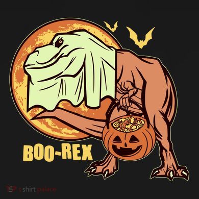 Halloween Boo Rex Trex Dinosaur Ghost Womens Funnel Neck Pullover Hood