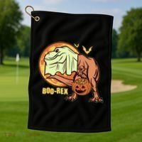 Halloween Boo Rex Trex Dinosaur Ghost Golf Towel thumb 1