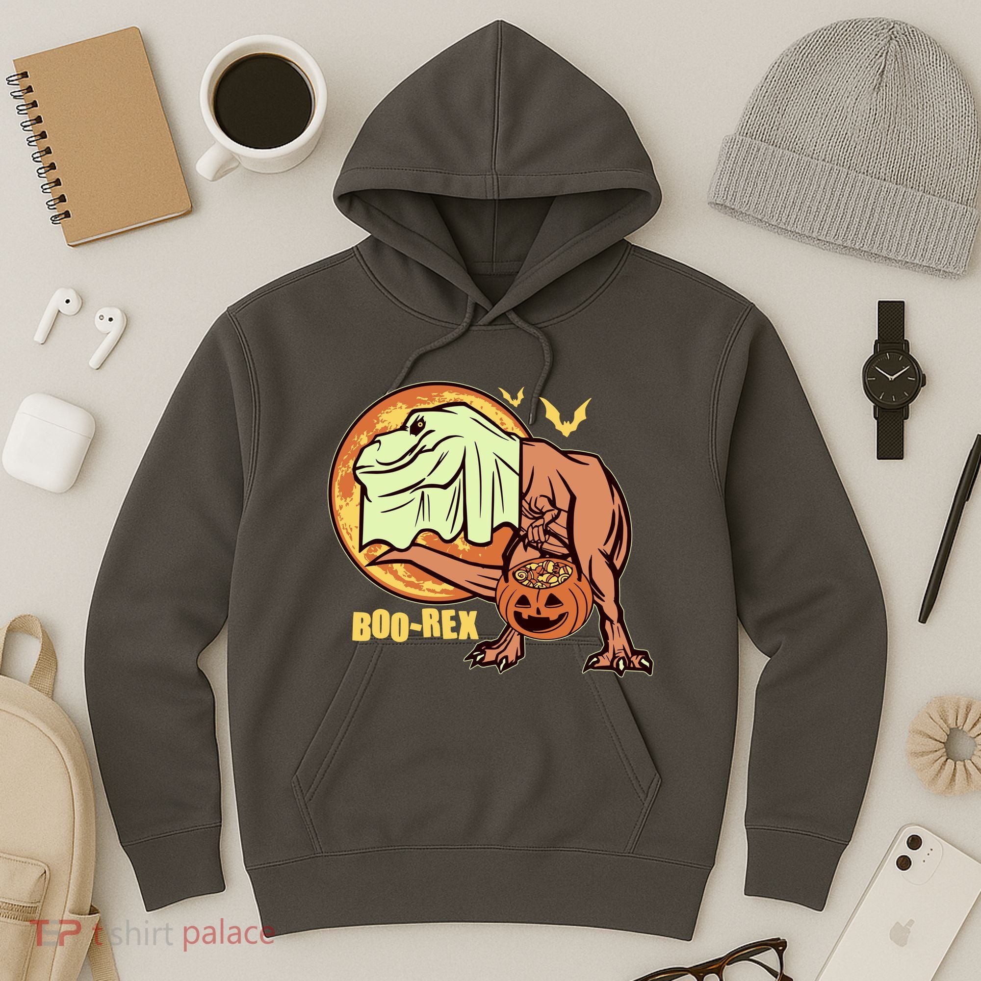 Halloween Boo Rex Trex Dinosaur Ghost Hoodie