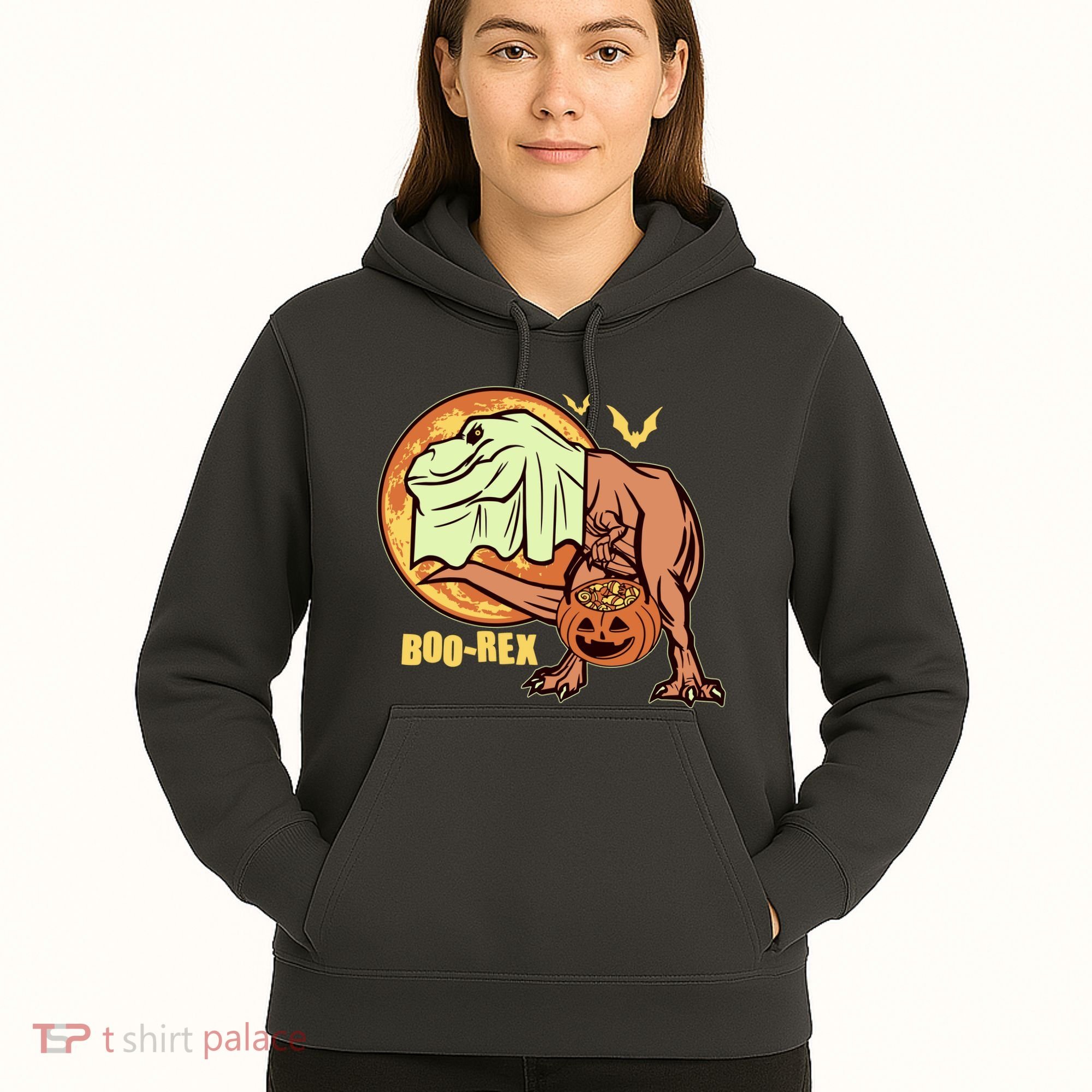 Halloween Boo Rex Trex Dinosaur Ghost Hoodie