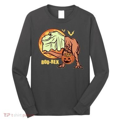 Halloween Boo Rex Trex Dinosaur Ghost Long Sleeve Shirt