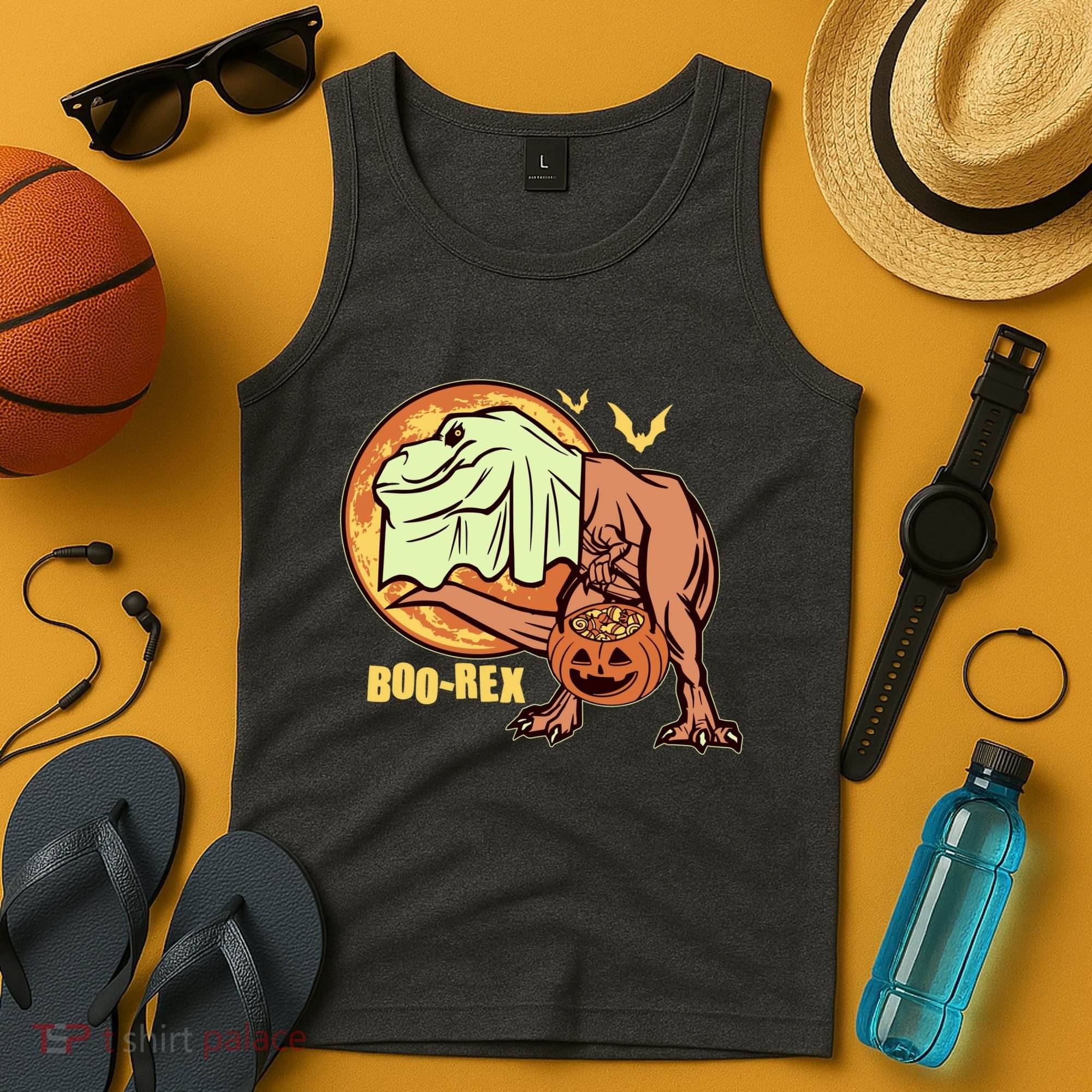 Halloween Boo Rex Trex Dinosaur Ghost Tank Top