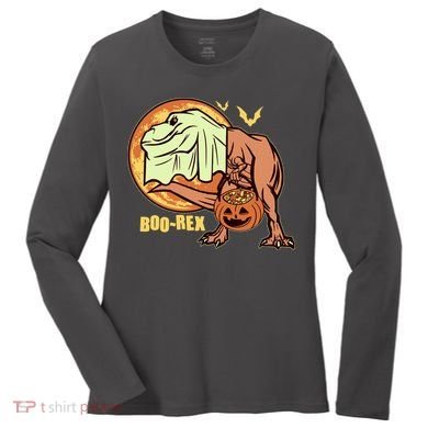 Halloween Boo Rex Trex Dinosaur Ghost Women's Long Sleeve Shirt