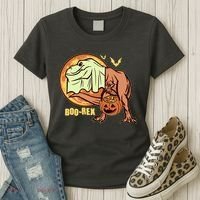 Halloween Boo Rex Trex Dinosaur Ghost Women's T-Shirt thumb 3