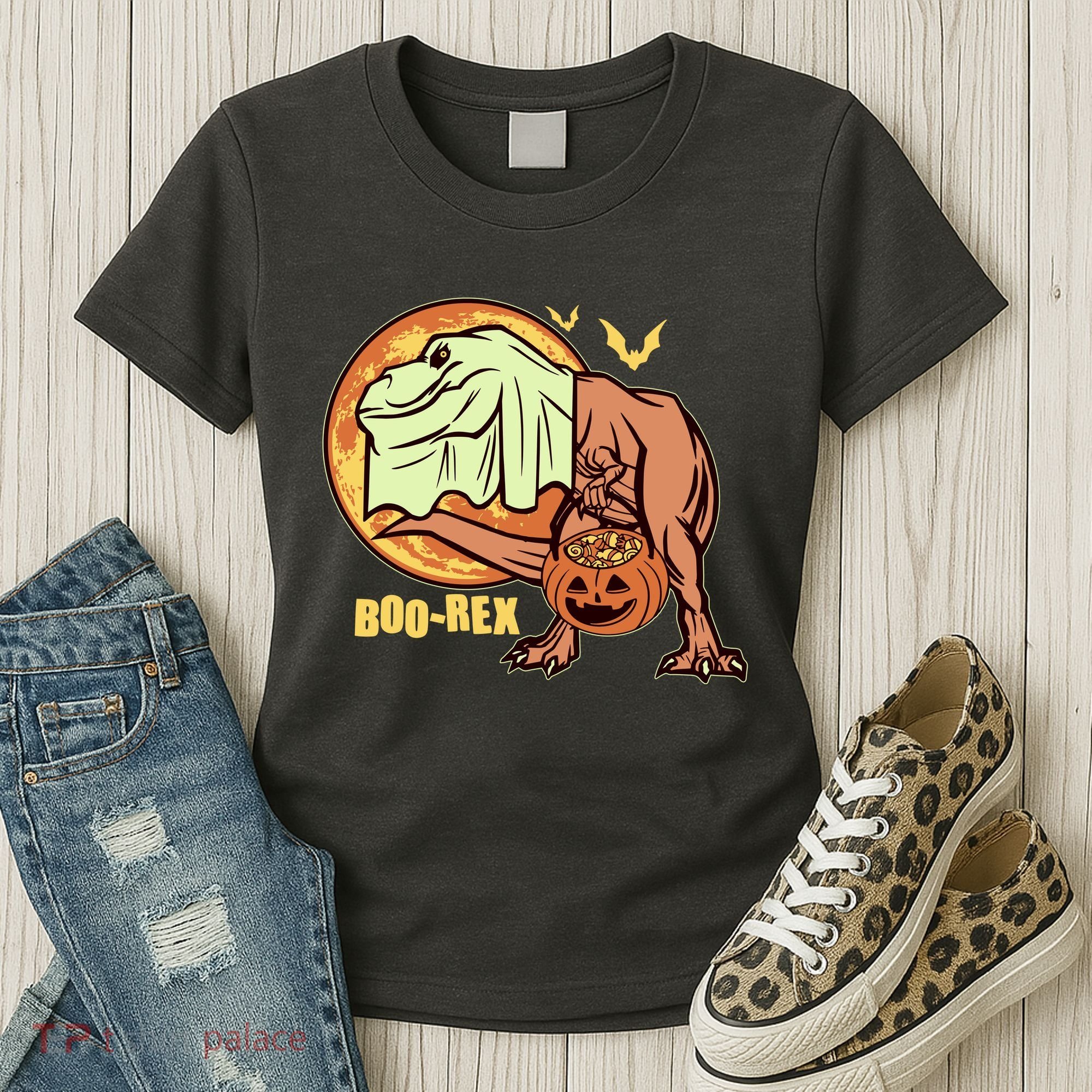 Halloween Boo Rex Trex Dinosaur Ghost Women's T-Shirt