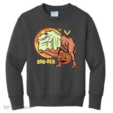 Halloween Boo Rex Trex Dinosaur Ghost Kids Sweatshirt