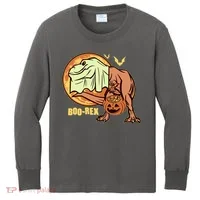 Halloween Boo Rex Trex Dinosaur Ghost Kids Long Sleeve Shirt thumb 0