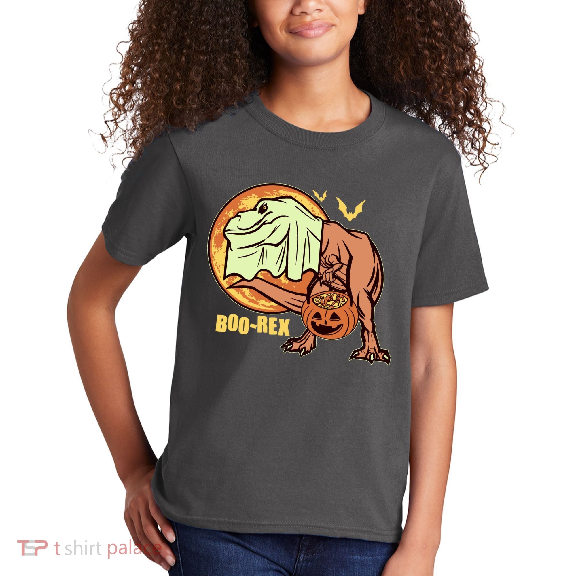 Halloween Boo Rex Trex Dinosaur Ghost Kids T-Shirt